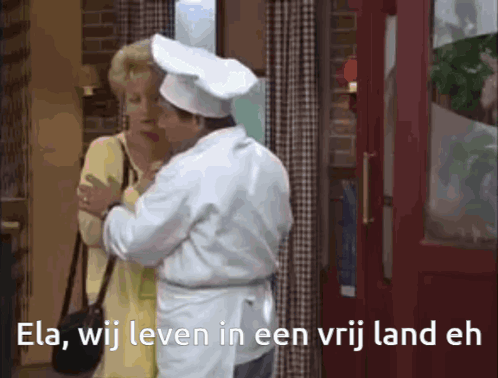 Knuffelen in kokkenhoed