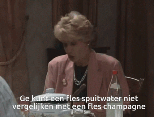 Ge kunt een fles spuitwater niet vergelijken met een fles champagne