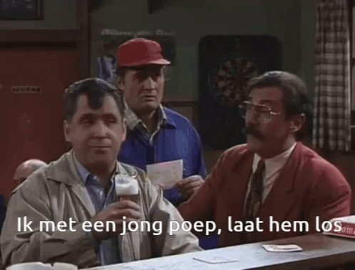 Bier aan de bar, jong poep